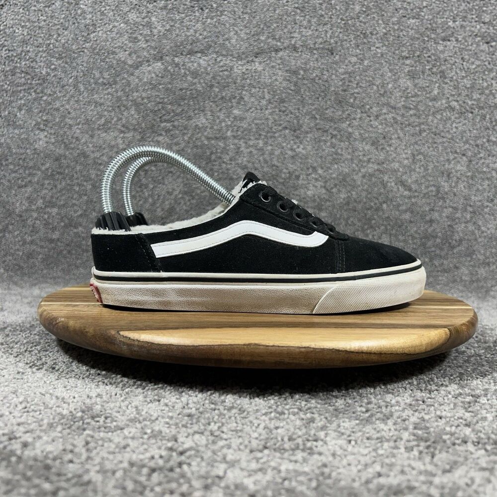 Vans Ward Mule Women’s Sz 6.5 Black Suede Sherpa Fleece Lined Slip On Shoes Used